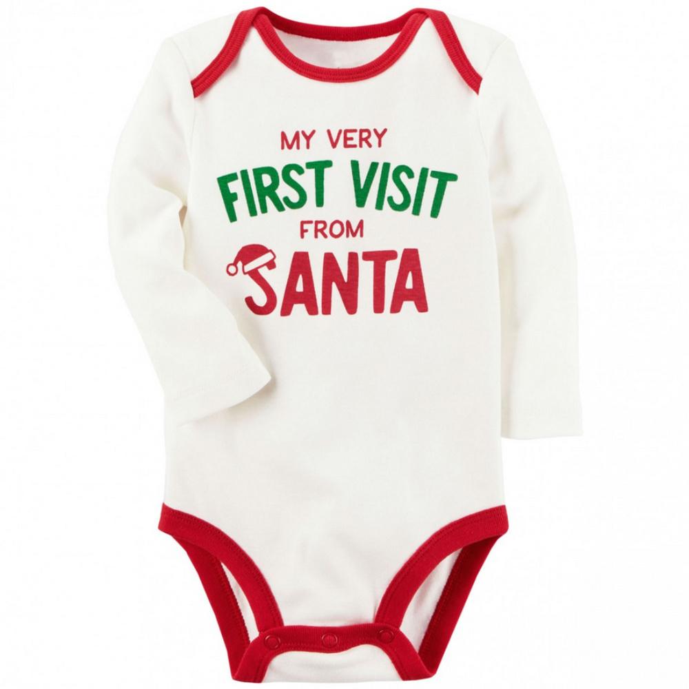 Carter’s Baby 12 18 Mon Christmas Santa Holiday Bodysuit First Visit Holiday NWT